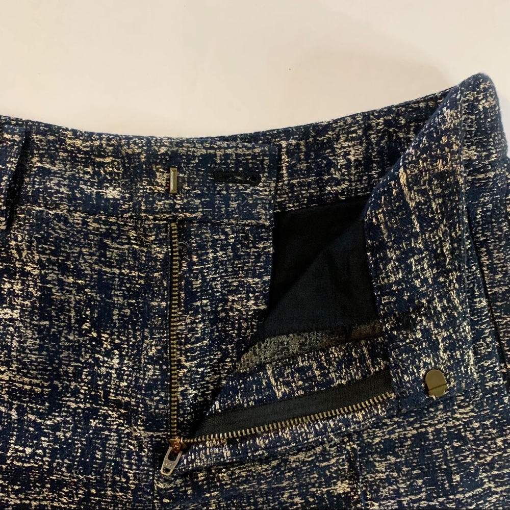 Madewell Broadway & Broome Navy Gold Metallic Shorts - Picture 3 of 8